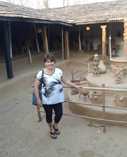 Travel Astu guest from Chile, Ms. Bruny in local village of Rajasthan