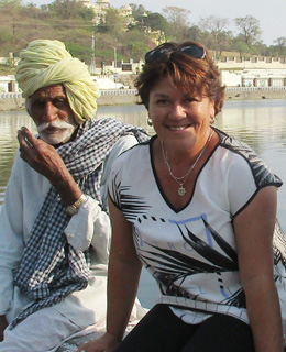 Travel Astu guest Bruny from Chile with local Rajasthani people