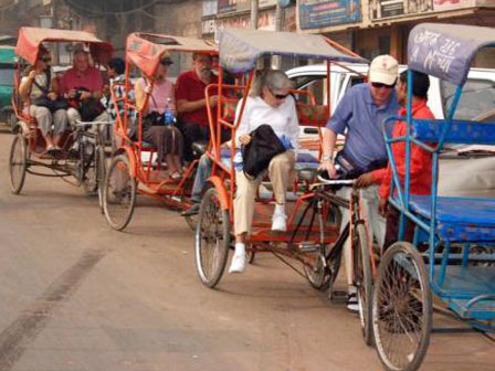 Paseos de rikshaw en, Delhi