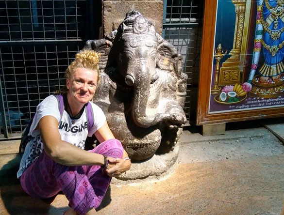 Sara Aberg Cobo en templo de Minakshi Madurai, Tamilnadu