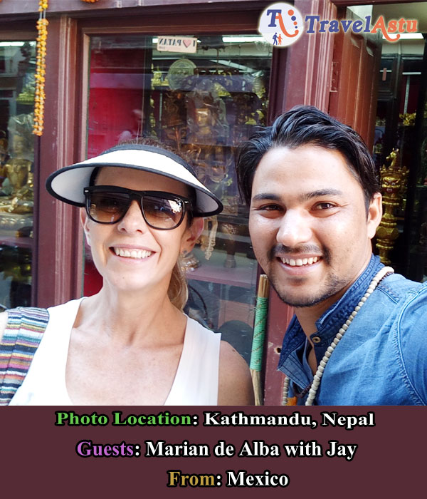 TravelAstu guest Marian de Alba with Jay in Kathmandu