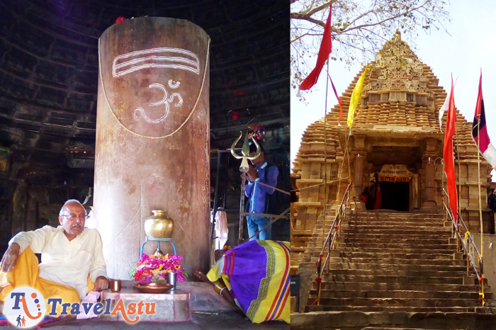Shiva Lingam y templo de Shiva en Khajuraho